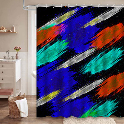 Blue Waterproof Shower Curtain,Shower Curtains for Bathroom with 12 Hooks