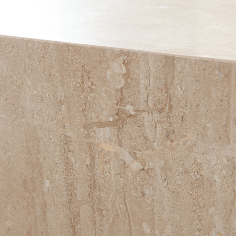 Table de cocktail rectangulaire Ark en marbre beige véritable, Beige