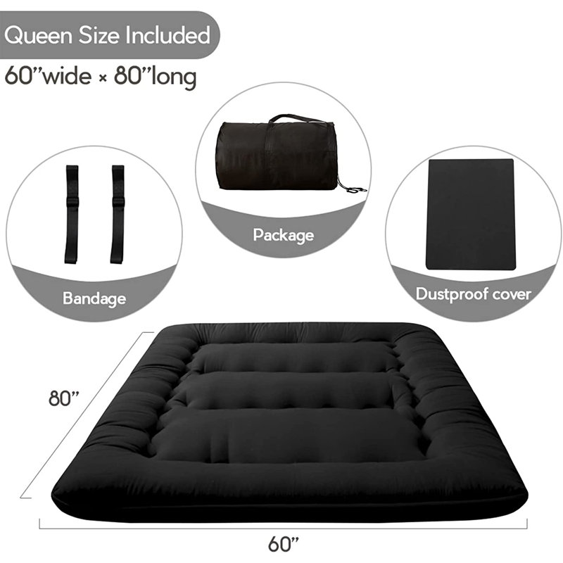 Missoula Queen 4'' Memory Foam Mattress Pad, Black