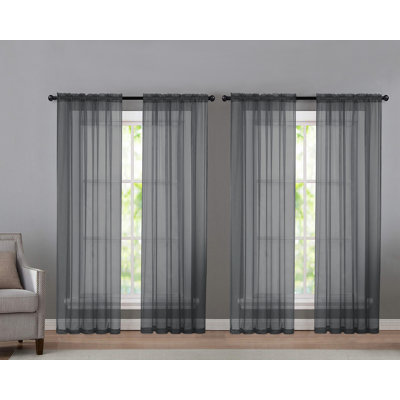 Sarber Basic Solid Sheer Outdoor Rod Pocket Curtain Panel