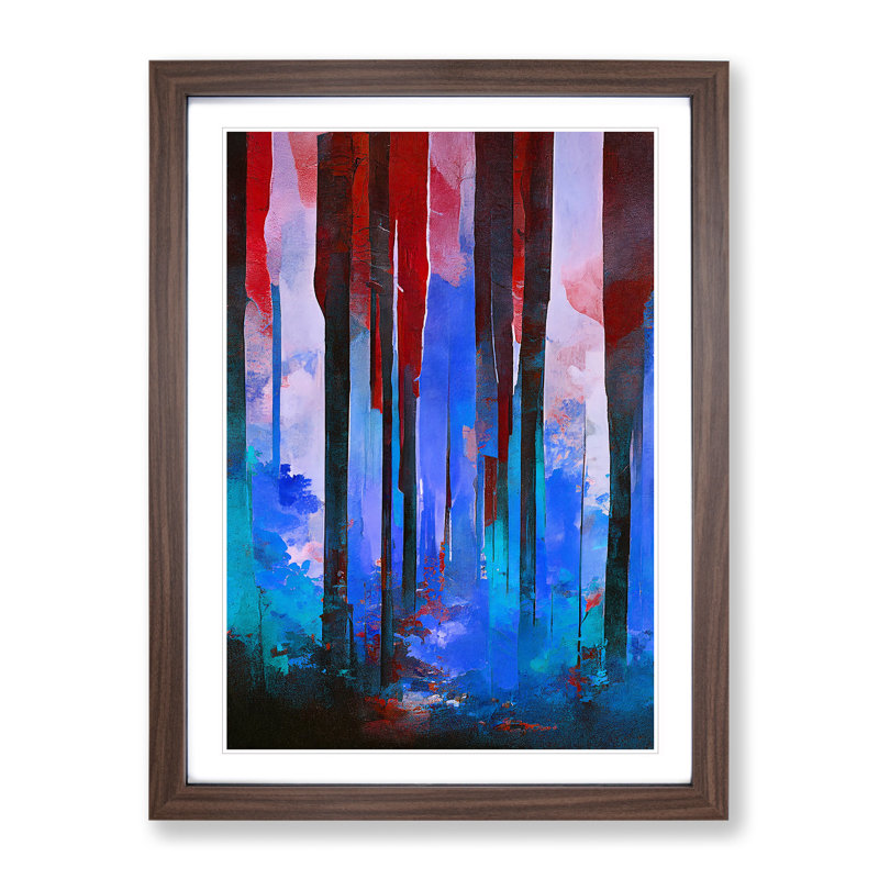 Forest Composition No.3 Abstract - Single Picture Frame Painting, 64cm H x 46cm W x 2cm D, Walnut