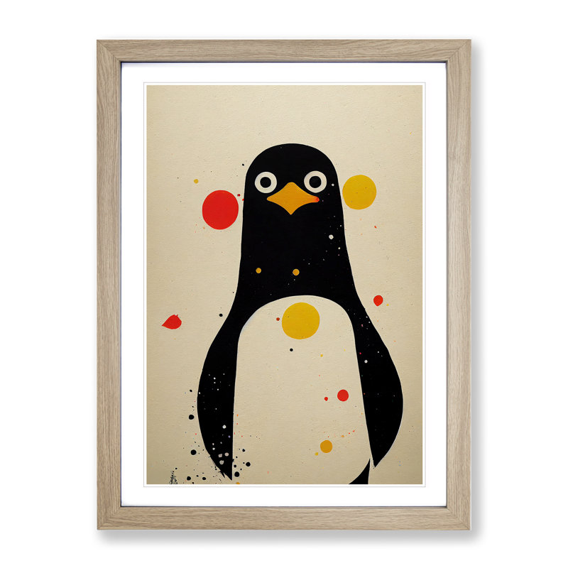 Spotted Penguin - Single Picture Frame Print, 64cm H x 46cm W x 2cm D, Oak Framed