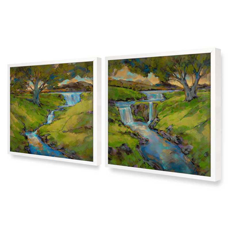 «Happy Hills Splash», ensemble de 2 impressions, Impression encadrée, Blanc opaque, 20 po x 20 po