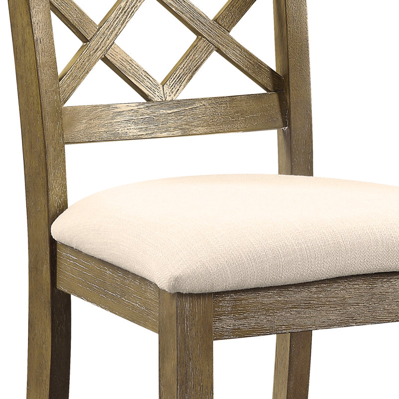 Chaise d'appoint en lin beige et chêne rustique Karsen (ensemble de 2)