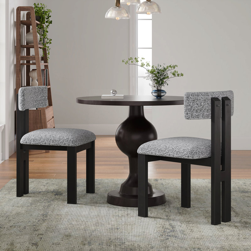 Ensemble de salle à manger 3 pièces, chaises rembourrées avec pieds en métal et table de salle à manger ronde