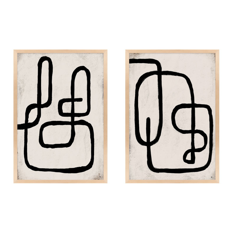 Linework Painting by StudioM, Maple Framed Paper, 20" H x 28" W x 1.25" D