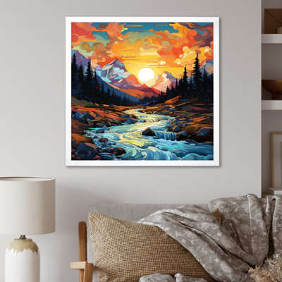 «Sunset Colorful River Mountains Horizon II», art mural fruits