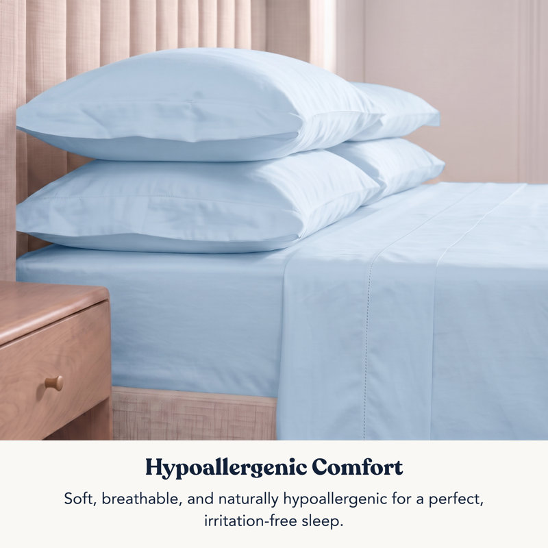 Delara GOTS Certified 100% Organic Cotton Sateen Flat Sheet, 400TC Long Staple, Soft, Silky, Breathable & Moisture-Wicking