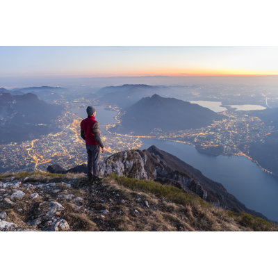 Hiker On The Top Of The Mountain by Deimagine - No Frame Art Prints on Canvas