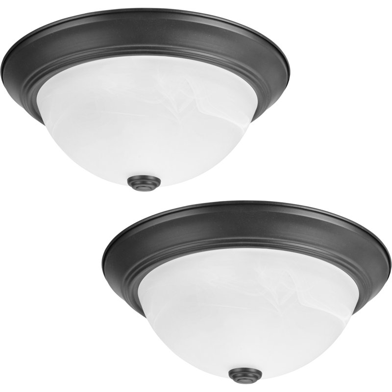 Plafonnier encastré en verre Siyade, Bronze huilé, H 5,5 po x l 11 po x P 11 po