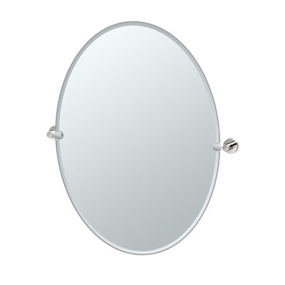 Gatco Glam Frameless Oval Wall Mirror | Bathroom Vanity Pivoting Wall Mirror In Polished Nickel