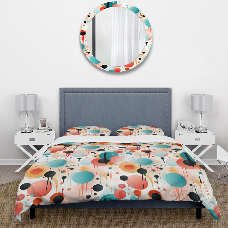 Literie Futurist Polka Nexus VII, Housse de couette pour grand lit et 2 taies décor