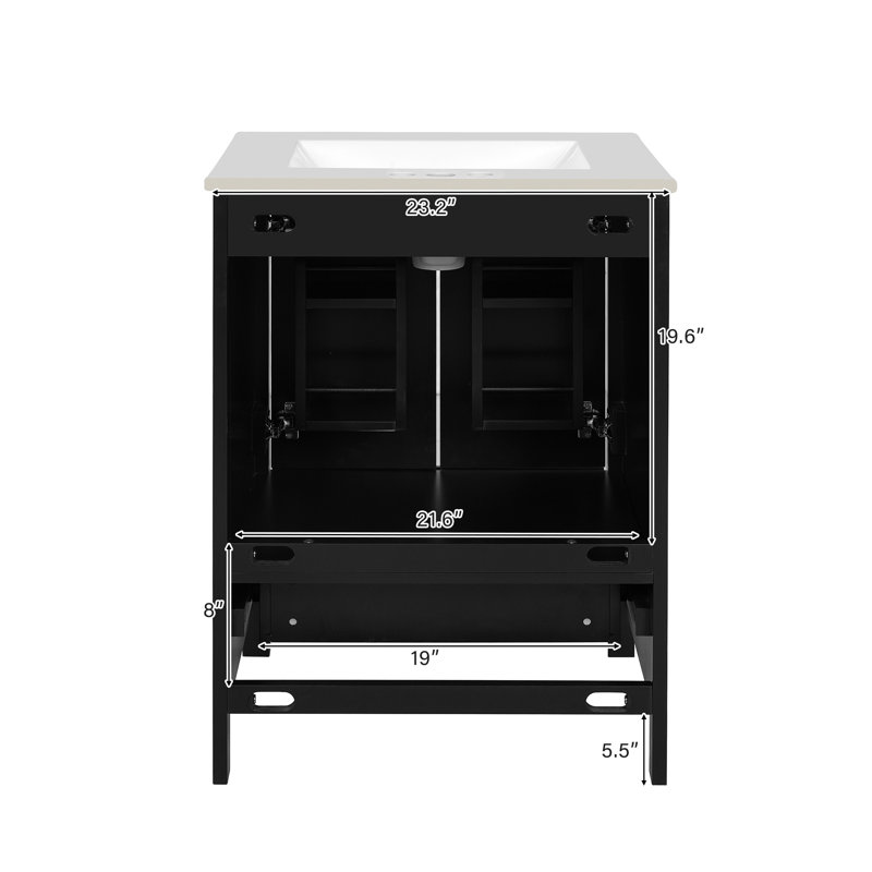 Ensemble de meuble-lavabo simple 24 "avec comptoir d'évier, Noir