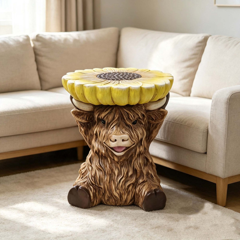 Tabouret/table d'appoint Highland Cow, siège décoratif multifonctionnel pour espaces intérieurs et extérieurs