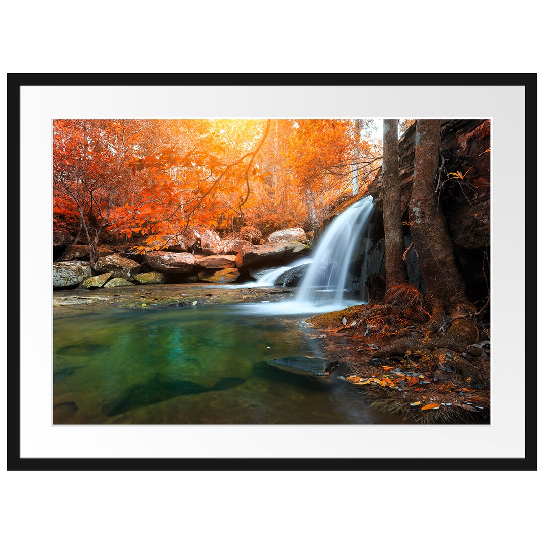 Gerahmtes Poster Wasserfall im Wald