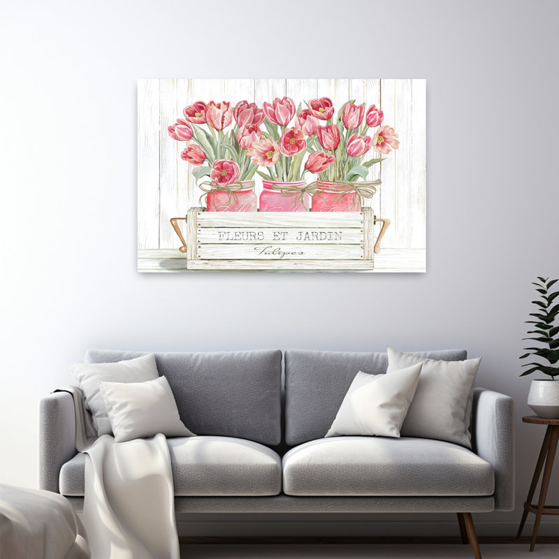 Trio de tulipes roses, H 32 po x l 48 po