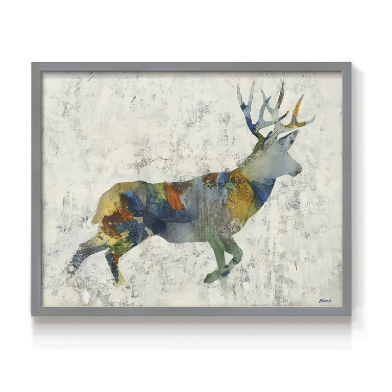 Totem cerf - reproduction encadrée, Gris