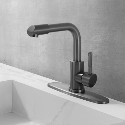 Robinet de lavabo de salle de bain rotatif à 360 ° en acier inoxydable 304 avec plaque de pont