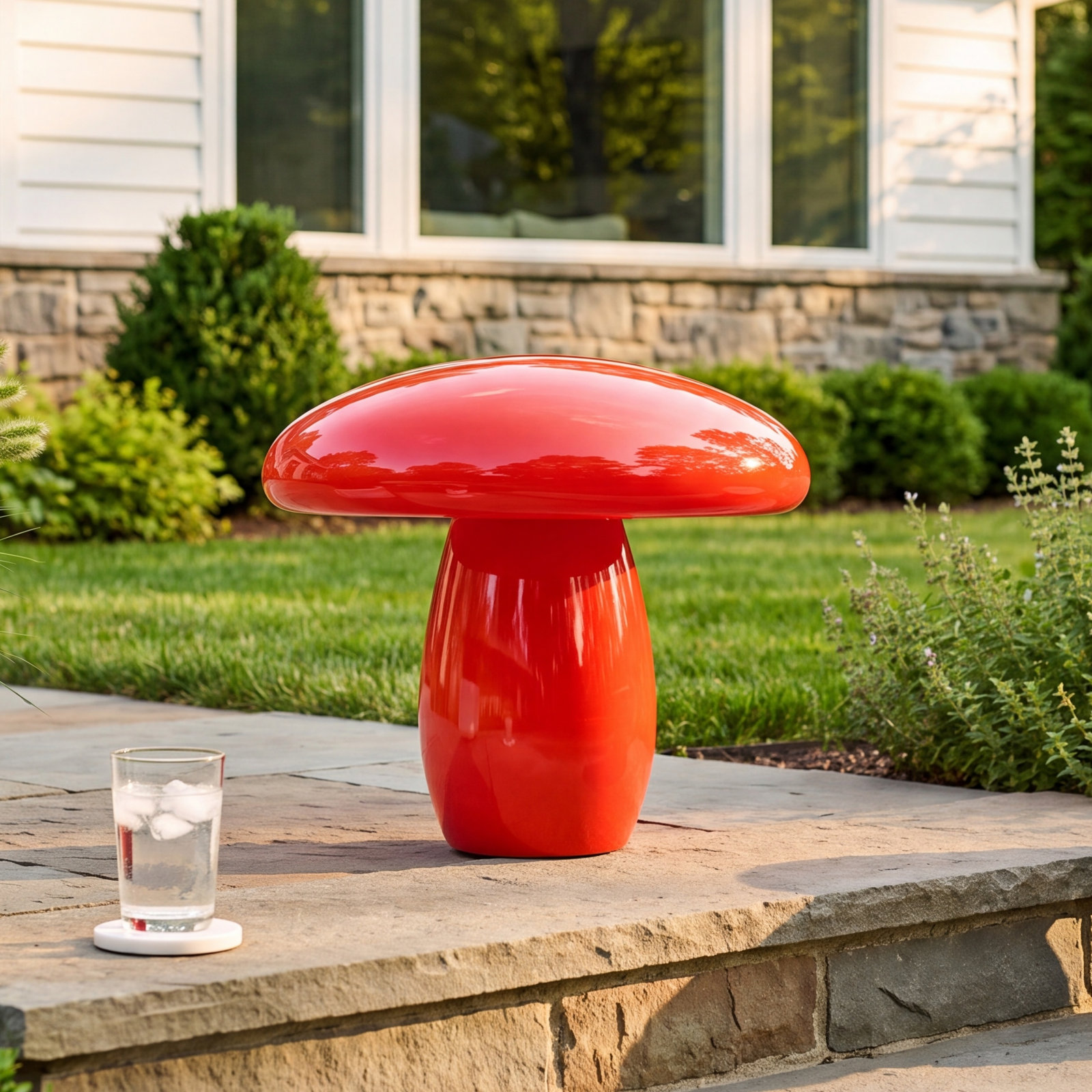 Mushroom LED Outdoor Light, 21" H x 26" W x 26" D