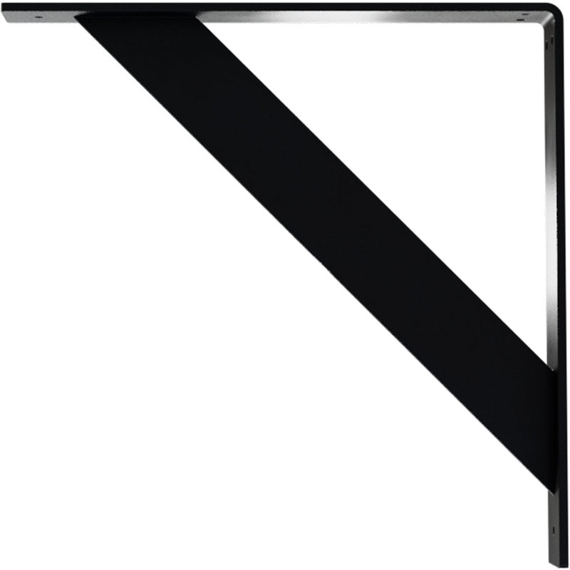 Support traditionnel en acier, H 16 po x l 2 po x P 16 po, Noir thermolaqué