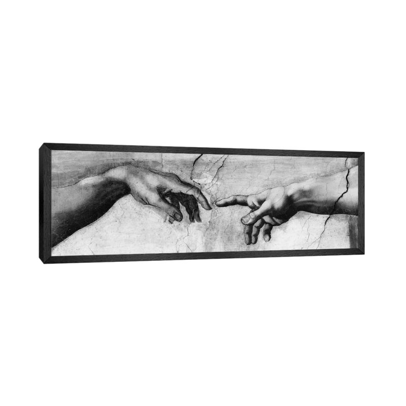 The Creation Of Adam V by Michelangelo - Wrapped Canvas Panoramic Painting, 121.92 cm H x 40.64 cm W, Black Framed