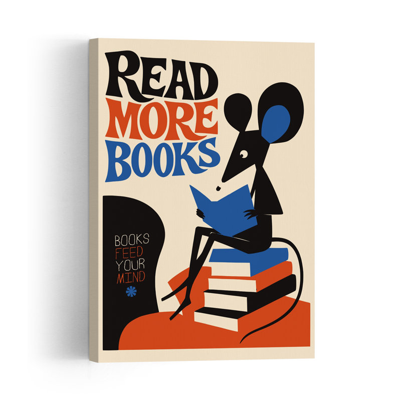 Lire plus de livres Affiche murale rétro vintage avec des animaux, H 24 po x l 16 po