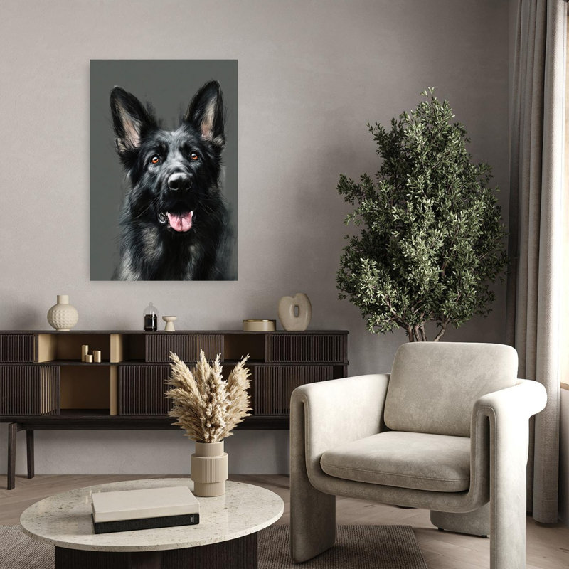 Art contemporain de chien berger allemand, H 36 po x l 24 po