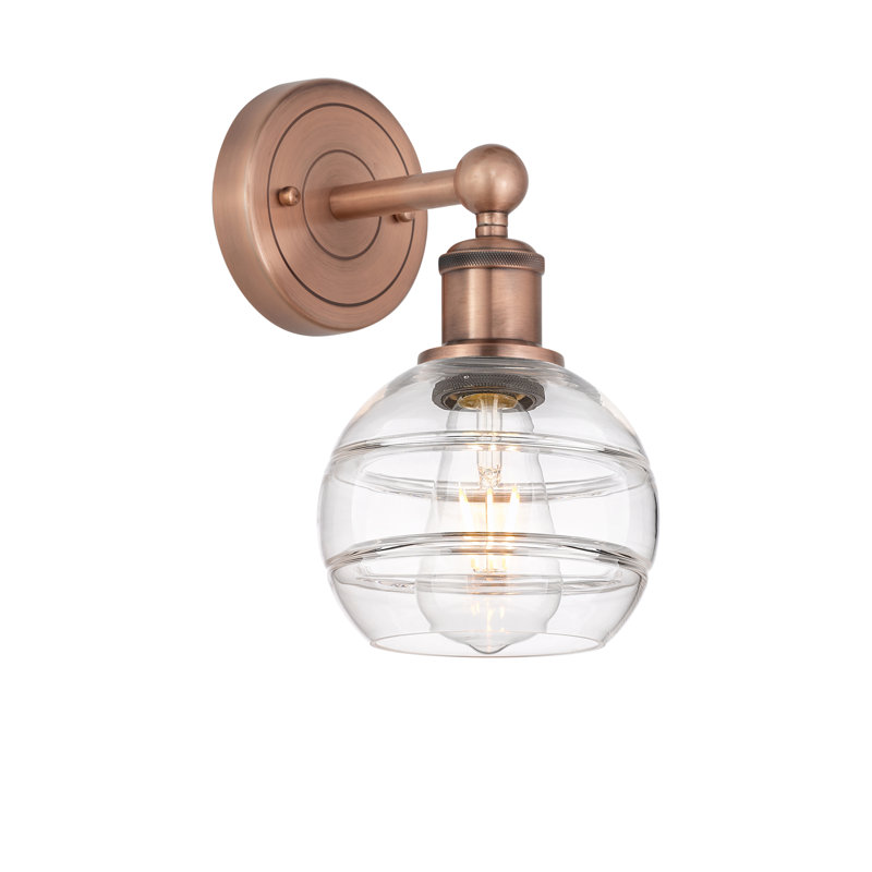Applique murale 8 lumières Edison Bienes, Transparent, H 10,13 po x l 5,88 po x P 7,44 po, Cuivre antique