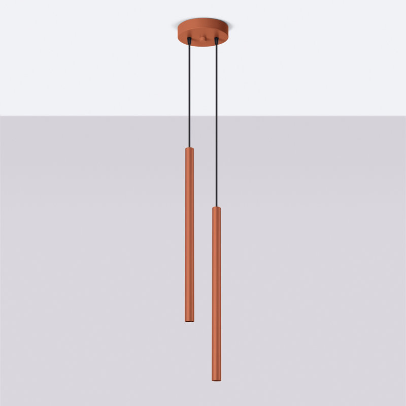 Berthile - Light Pendant, 52cm W x 9cm D, Red, 2 Lights