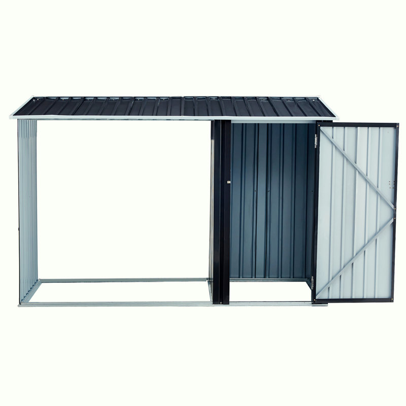 Metal Horizontal Storage Shed,Outdoor Firewood Rack with Log Holder, Firewood Shelter