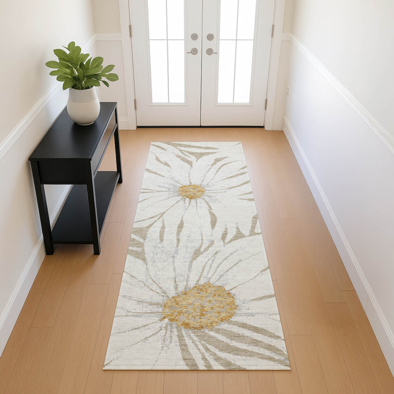 Machine Washable Indoor/Outdoor Oliveras ACN2263 Floral Rug, Runner 2'3" x 7'6"