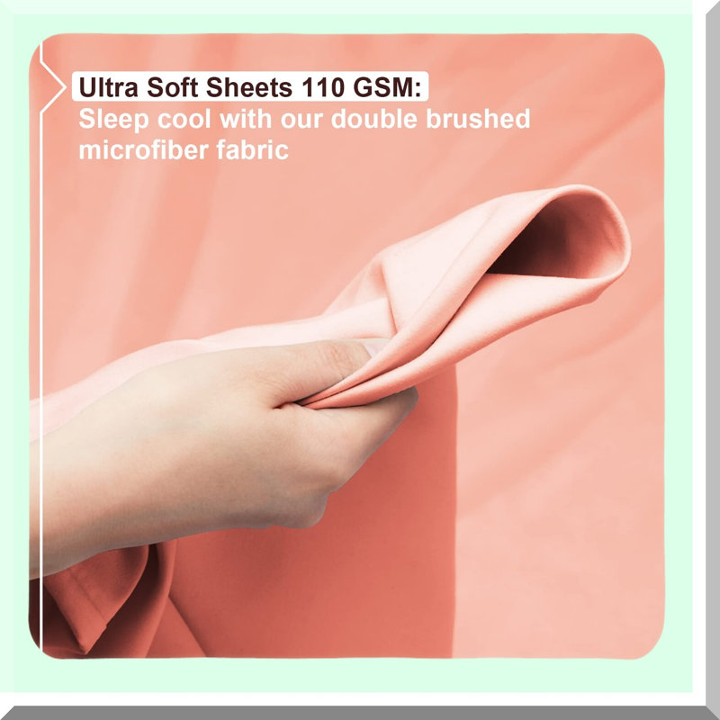 Luxury Misty Rose Twin Sheets Set - Double Brushed 110 GSM 4 Piece Bed Sheets for Twin Size Bed, Hotel Soft Sheets & Pillowcases - Empyrean Twin