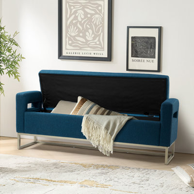 Anavaeh Minimalist 59'' Wide Upholstered Flip Top Storage Bench