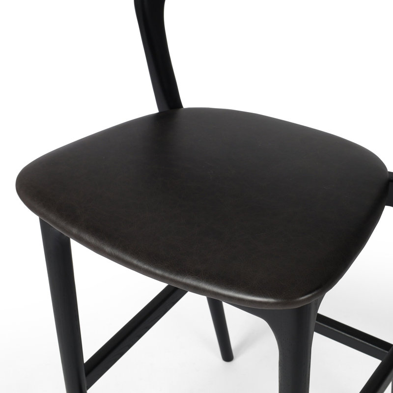 Tabouret de bar et de comptoir Kayla, Cuir véritable noir Sonoma / noir, Tabouret de bar (siège d'une hauteur de 30 po)