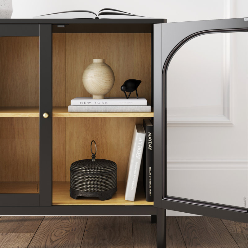 Glass TV Stand, Black