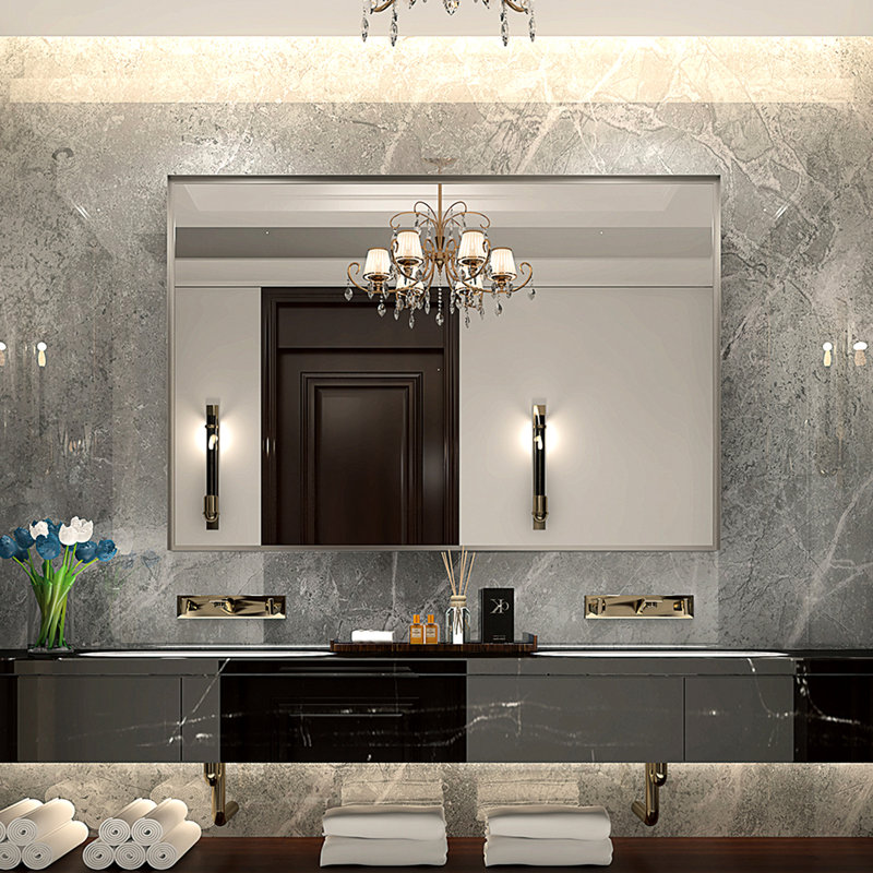 Miroir de salle de bain mural, Argent argent, 30,08 po x 38,82 po