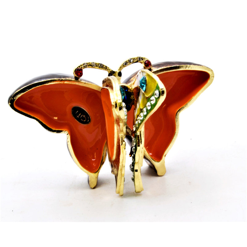 Boîte à bijoux papillon multicolore en émail avec cristaux autrichiens