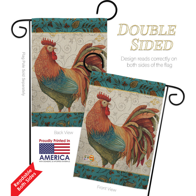Ensemble de 2 côtés en polyester 1,5 x 1,1 pi. coq épices nature animaux de ferme.