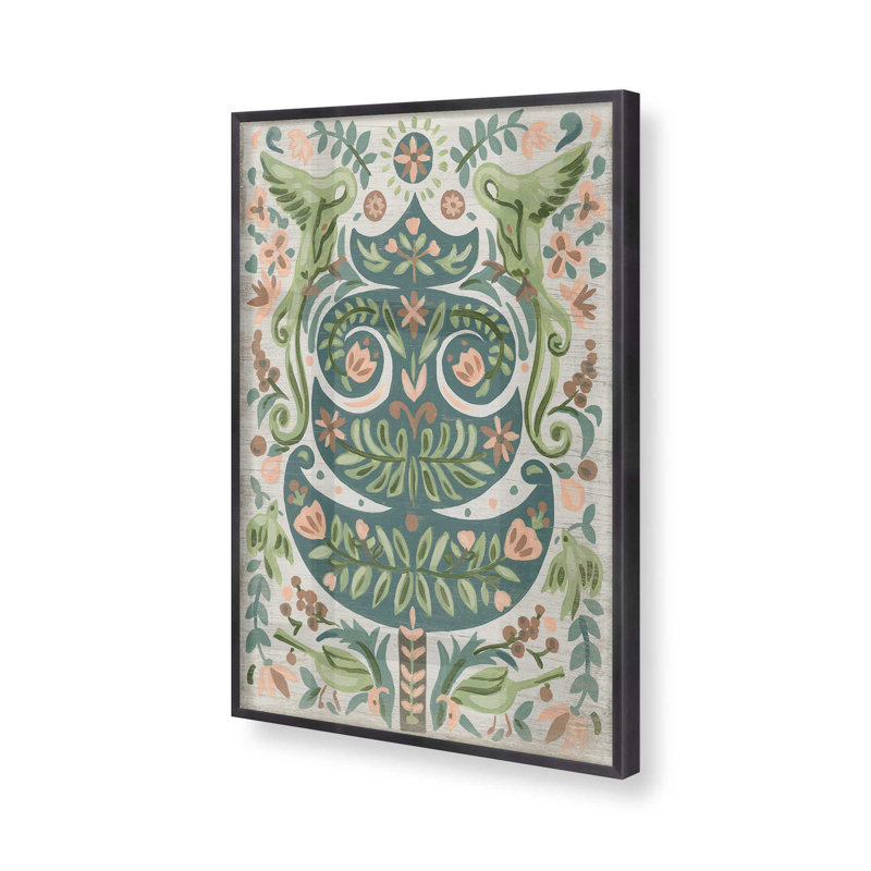 Floral Folk Christmas Tree II, reproduction dans un cadre, Cadre en zinc patiné, H 15,25 po x l 12,25 po
