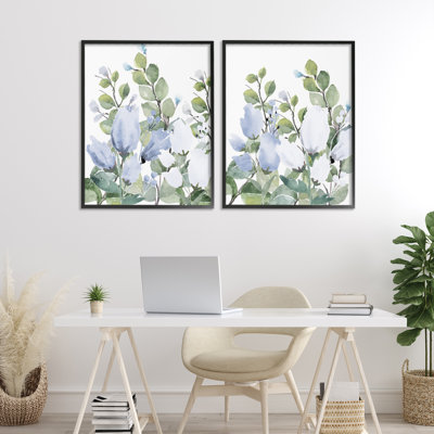 «Blue Spring Watercolors», ensemble de 2 giclées encadrées par Kim Allen