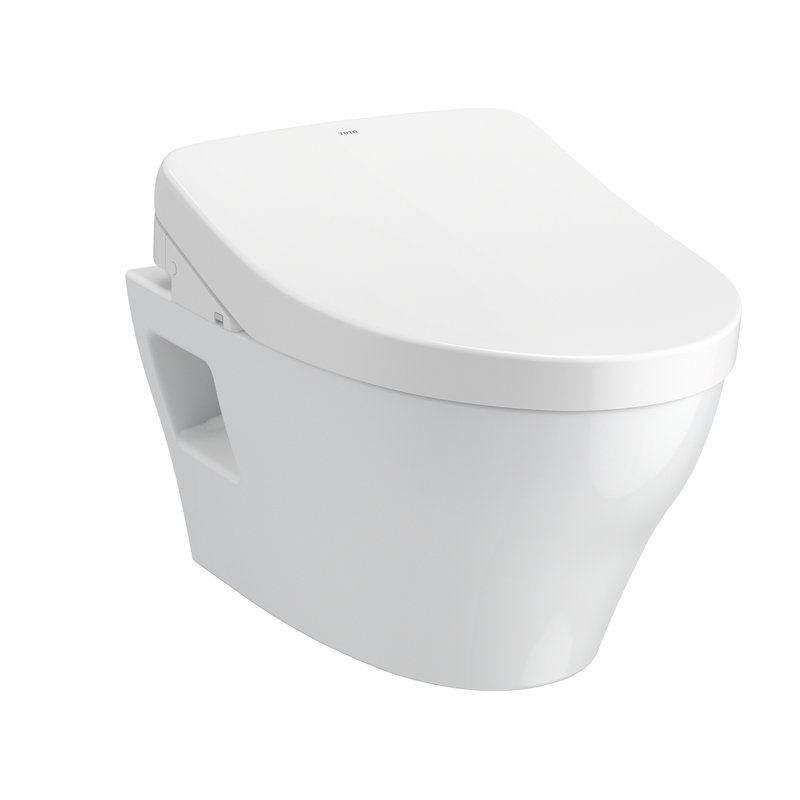 Toilette allongée murale TOTO® WASHLET® + EP avec siège de bidet S500e et système de réservoir double chasse encastré 0,9 et 1,28 GPF DuoFit®, argent mat