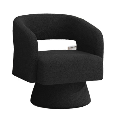 Fauteuil d'appoint pivotant en tonneau surdimensionné en velours moderne et luxueux pour salon et salle de bain