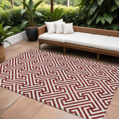 Tapis intérieur / extérieur 8 pi x 10 pi Merlot And Ivory