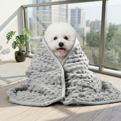 Couverture lestée pour animaux de compagnie, couverture Thunder pour soulager l'anxiété du chien, tissu vison doux de première qualité, apaisant et relaxant pour voiture / lit / canapé, gris foncé, lavable à la machine, L 32 po x l 40 po