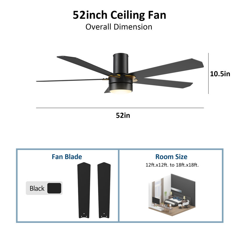 Aspray 52'' Ceiling Fan with LED Lights