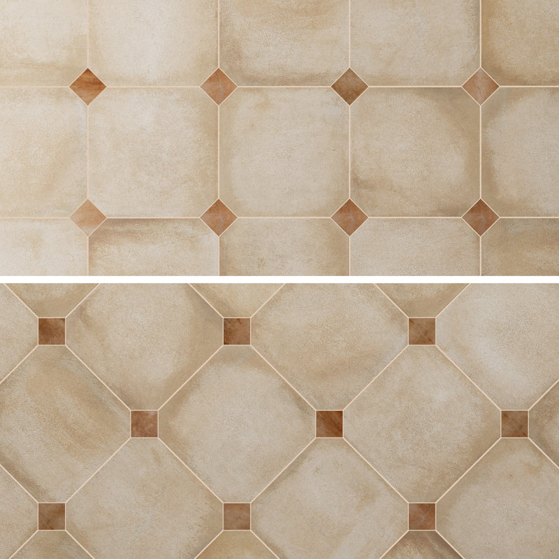 Laverton Octagon W/Taco 7-7/8 In. X 7-7/8 In. Porcelain Floor And Wall Tile, Dark Beige/Brown