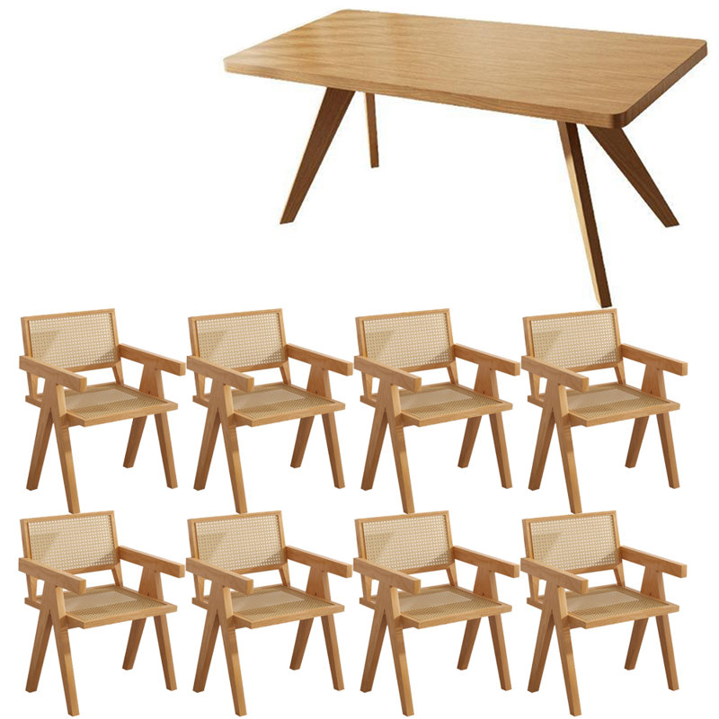 European style solid wood dining table set., 29.5"H x 35.4"L x 86.6"W