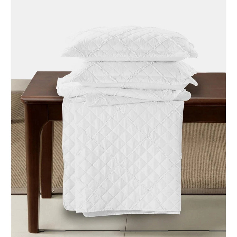 Microfiber Bedspread with Pillow Shams Included, Single Bedspread + 1 Standard Sham, White