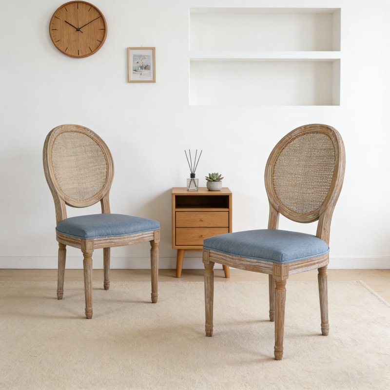 Chaise de salle à manger, Bleu clair, Naturel