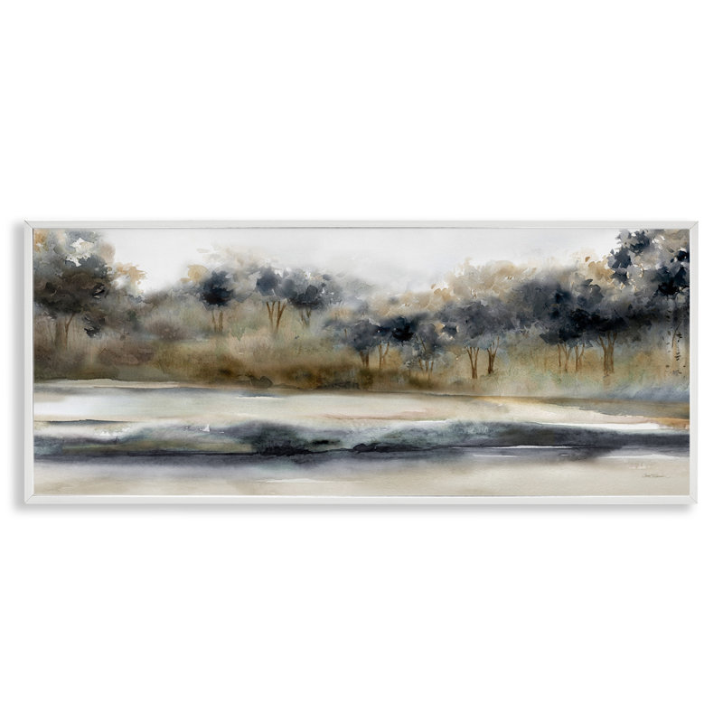 Art abstrait giclée par Carol Robinson, H 13 po x l 30 po x P 1,5 po, Giclée encadrée blanc bord de mer
